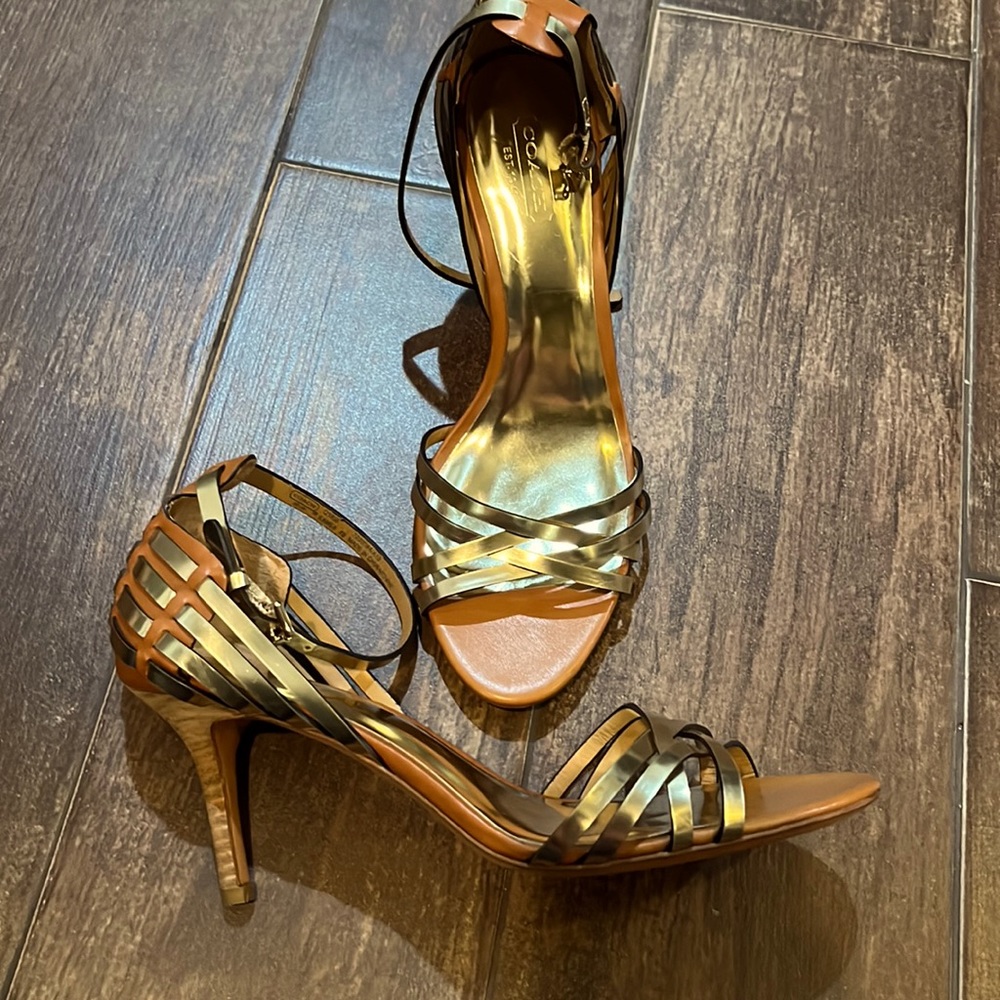 COACH Gold strappy sandals